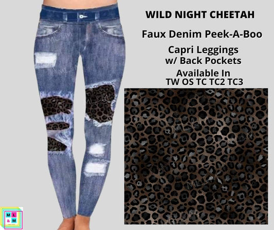 Wild Night Cheetah Faux Denim Full Length