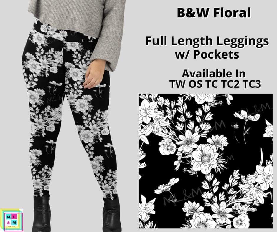 B&W Floral Full Length w/ Pockets