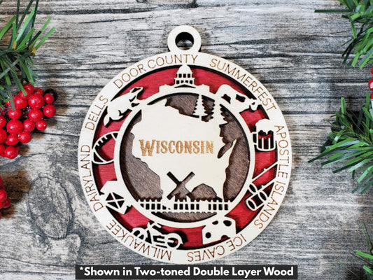 Wisconsin State Ornament - Made to Order
