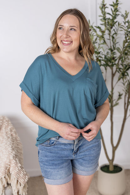 IN STOCK Sierra Pocket Top - Light Teal FINAL SALE