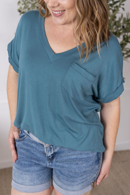 IN STOCK Sierra Pocket Top - Light Teal FINAL SALE