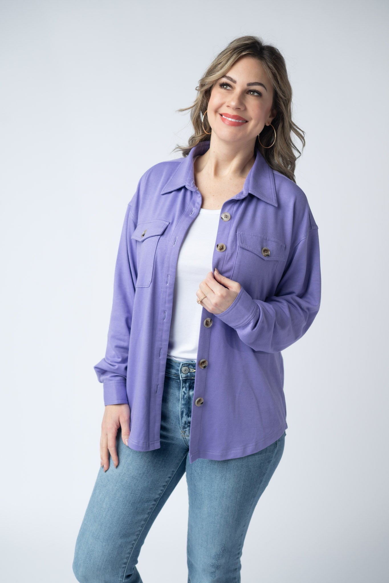 IN STOCK Brenna Button Down Top - Purple FINAL SALE
