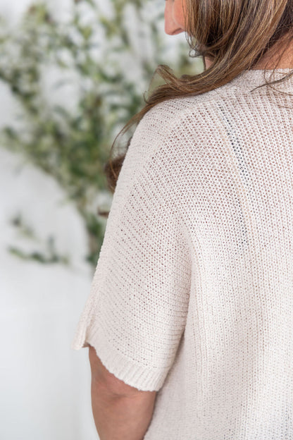 IN STOCK Hallie Open Knit Top - Oat