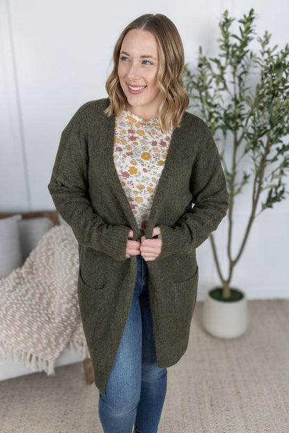 IN STOCK Madison Cozy Cardigan - Dark Olive