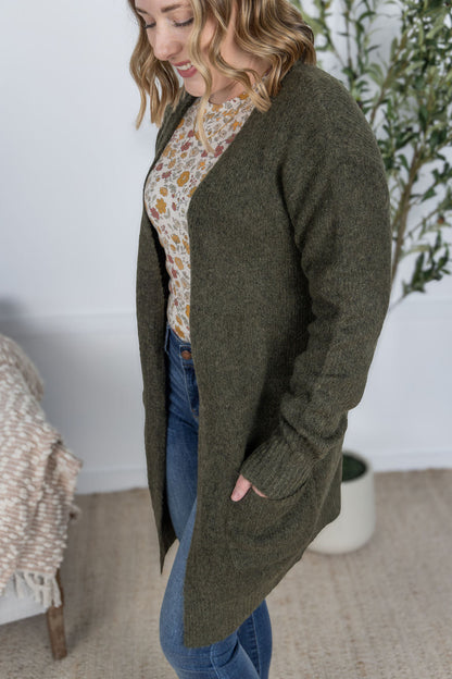 IN STOCK Madison Cozy Cardigan - Dark Olive