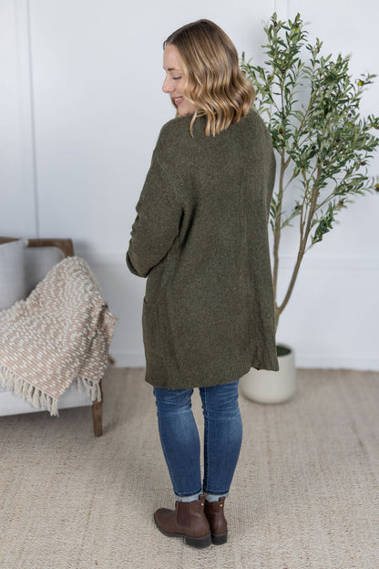 IN STOCK Madison Cozy Cardigan - Dark Olive