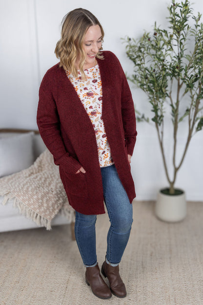 IN STOCK Madison Cozy Cardigan - Burgundy