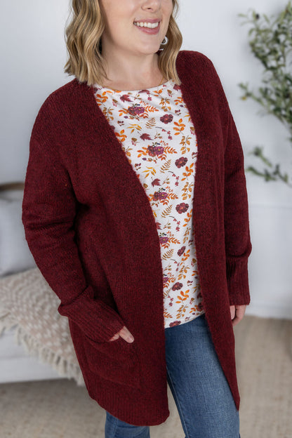 IN STOCK Madison Cozy Cardigan - Burgundy