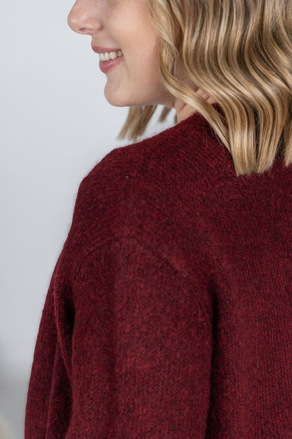 IN STOCK Madison Cozy Cardigan - Burgundy