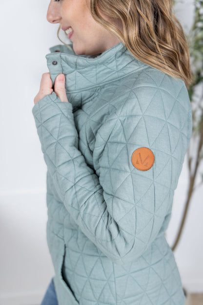 IN STOCK Geometric Button Snap Pullover - Sage