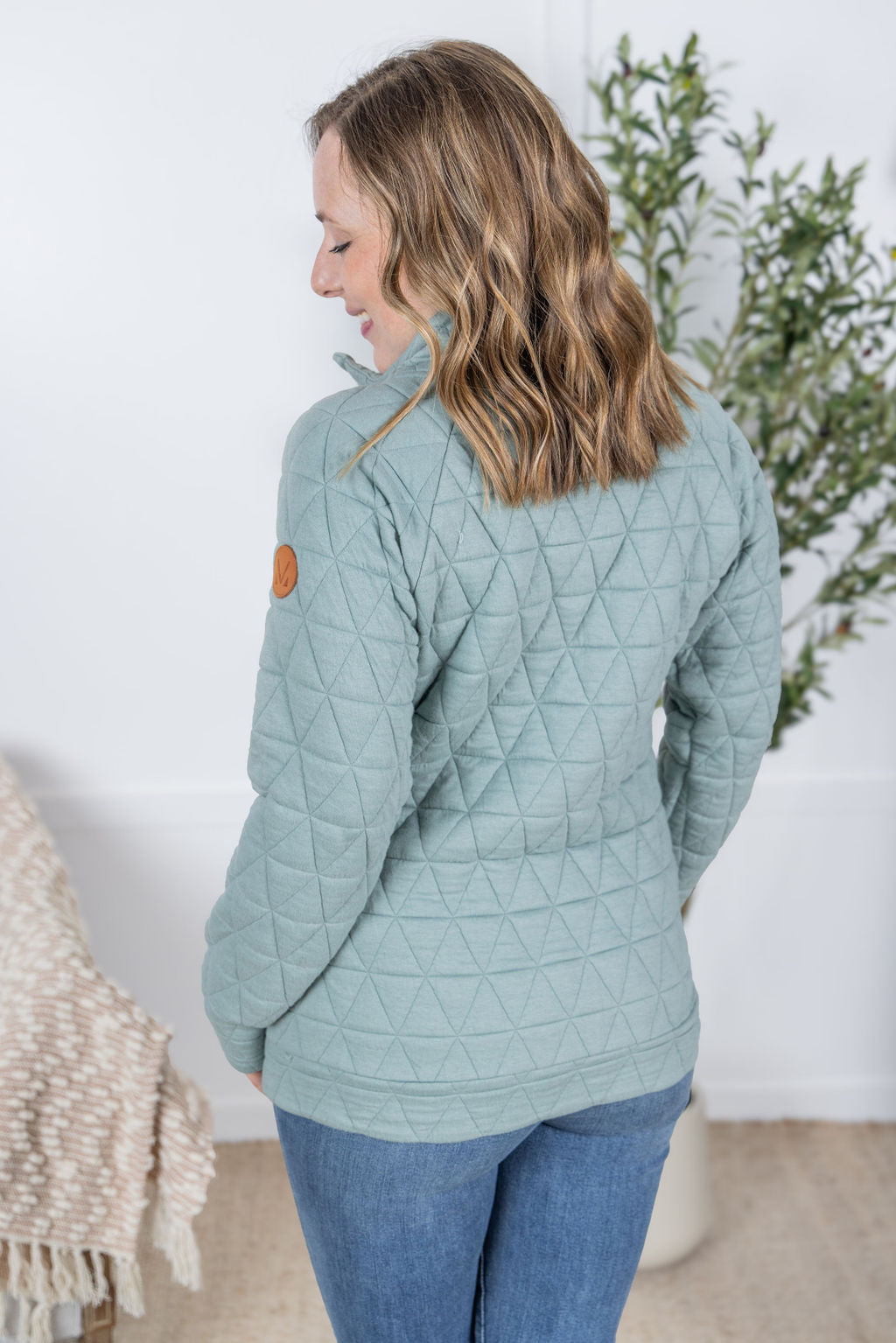 IN STOCK Geometric Button Snap Pullover - Sage
