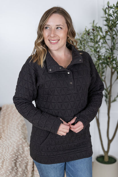 IN STOCK Geometric Button Snap Pullover - Black