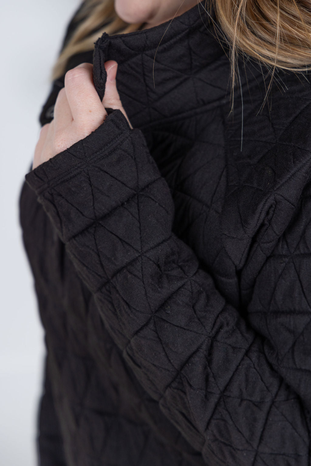 IN STOCK Geometric Button Snap Pullover - Black