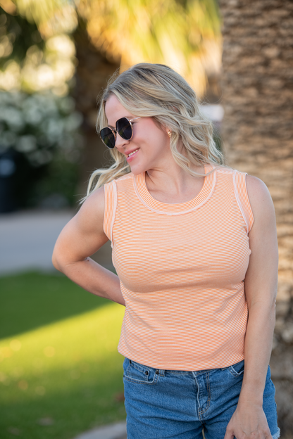 IN STOCK Morgan Micro Striped Tank - Orange