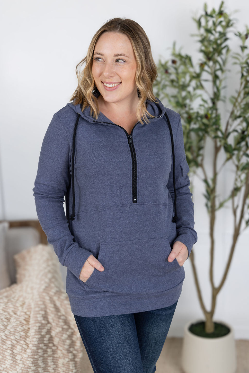 IN STOCK Pixie Pocket Halfzip Hoodie - Heathered Navy