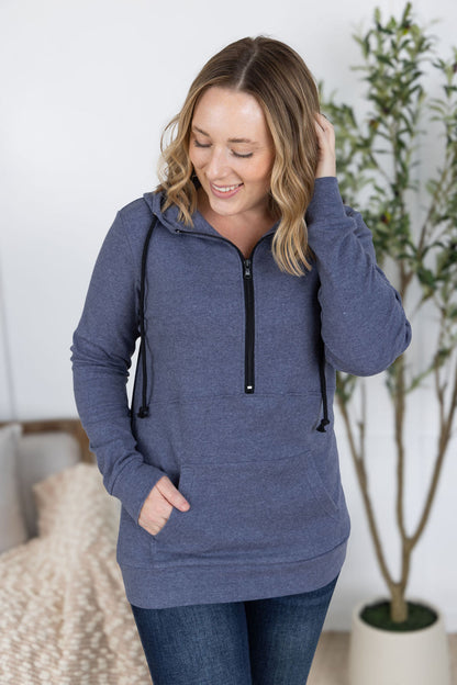 IN STOCK Pixie Pocket Halfzip Hoodie - Heathered Navy