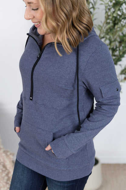 IN STOCK Pixie Pocket Halfzip Hoodie - Heathered Navy