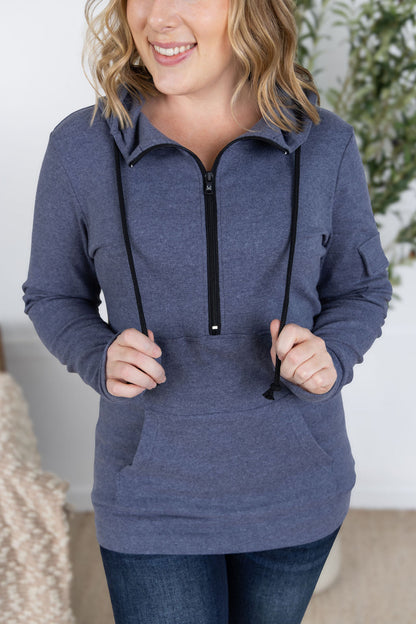 IN STOCK Pixie Pocket Halfzip Hoodie - Heathered Navy