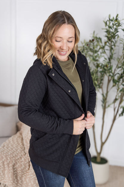 IN STOCK Kyla Zipper Snap Jacket - Black