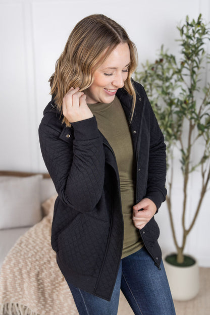 IN STOCK Kyla Zipper Snap Jacket - Black