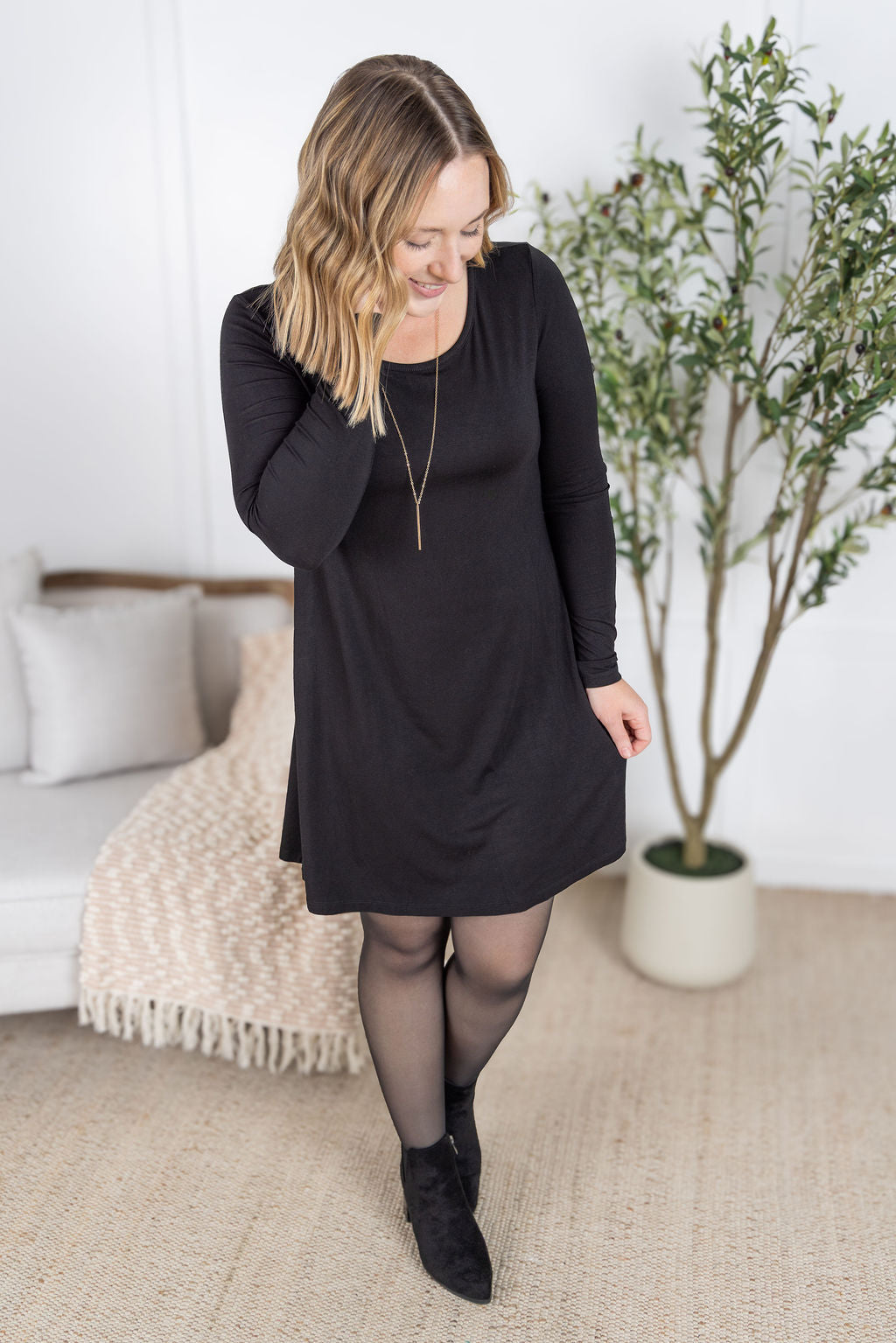 IN STOCK Savannah Bamboo Swing Dress - Black