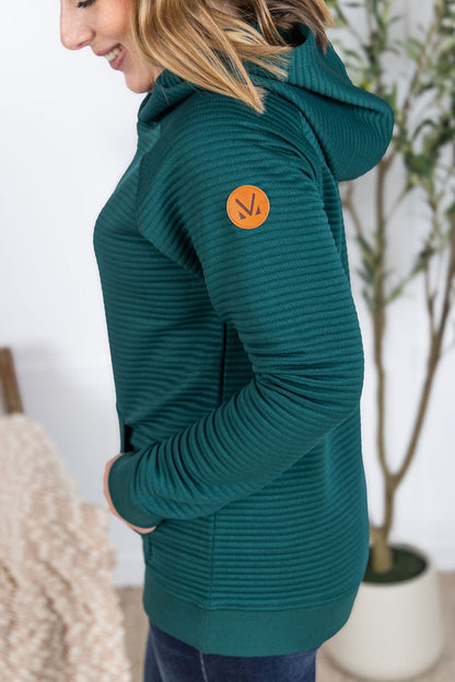 IN STOCK Tatum Textured Pullover Hoodie - Hunter Green