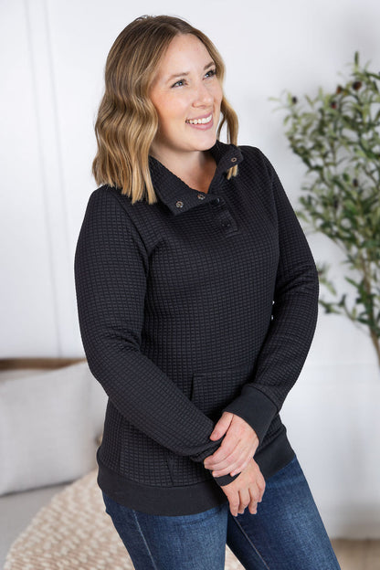 IN STOCK Whitley Waffle Snap Pullover - Black