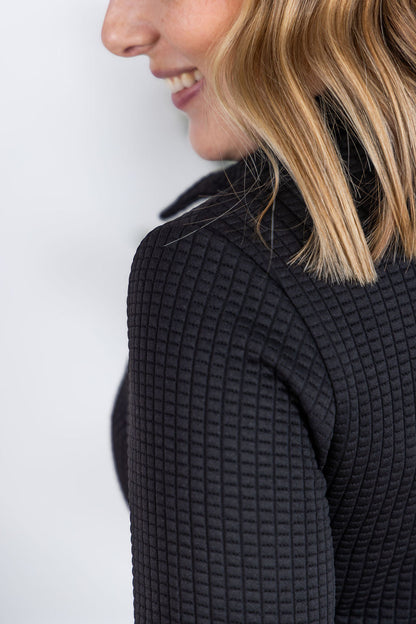 IN STOCK Whitley Waffle Snap Pullover - Black