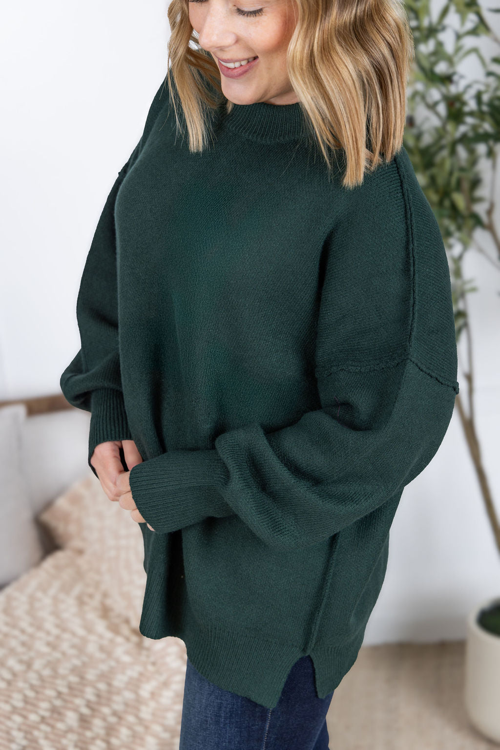 IN STOCK Aurora Cozy Sweater - Hunter Green