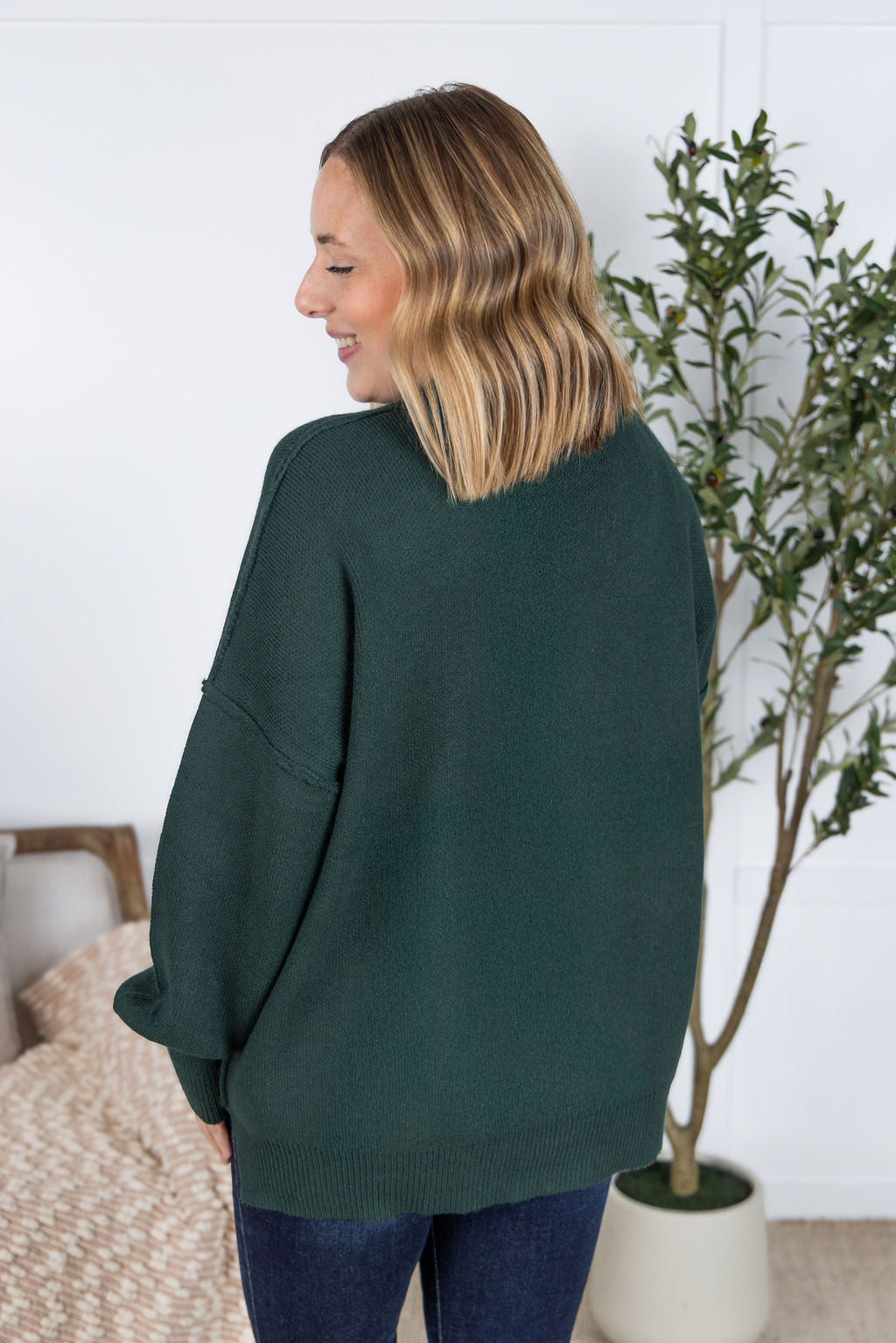 IN STOCK Aurora Cozy Sweater - Hunter Green