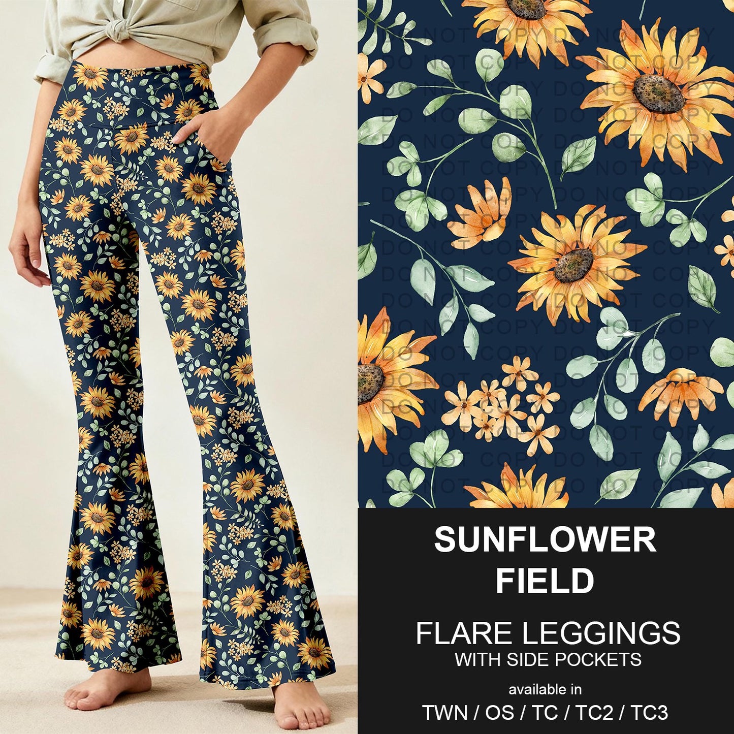 B259 - Preorder Sunflower Field Flare Leggings (Closes 11/07. ETA: mid Jan.)