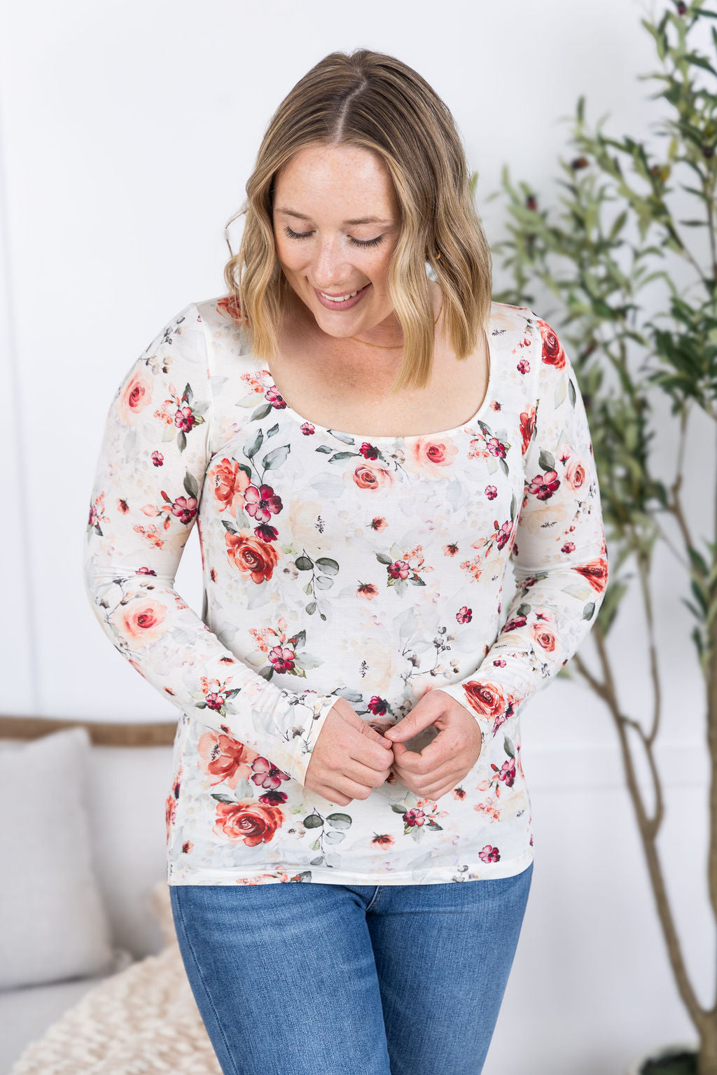 IN STOCK Alyssa Long Sleeve Top - Pink Bloom FINAL SALE