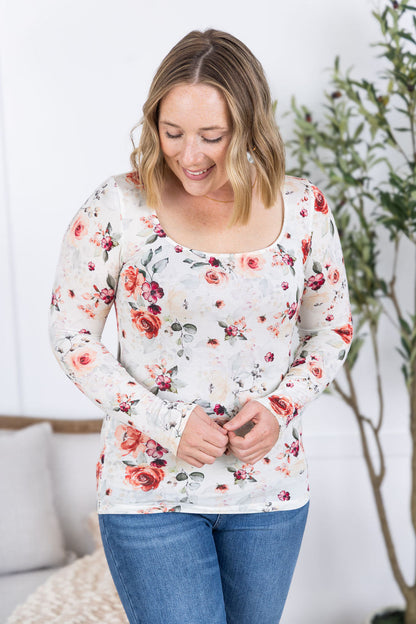 IN STOCK Alyssa Long Sleeve Top - Pink Bloom FINAL SALE