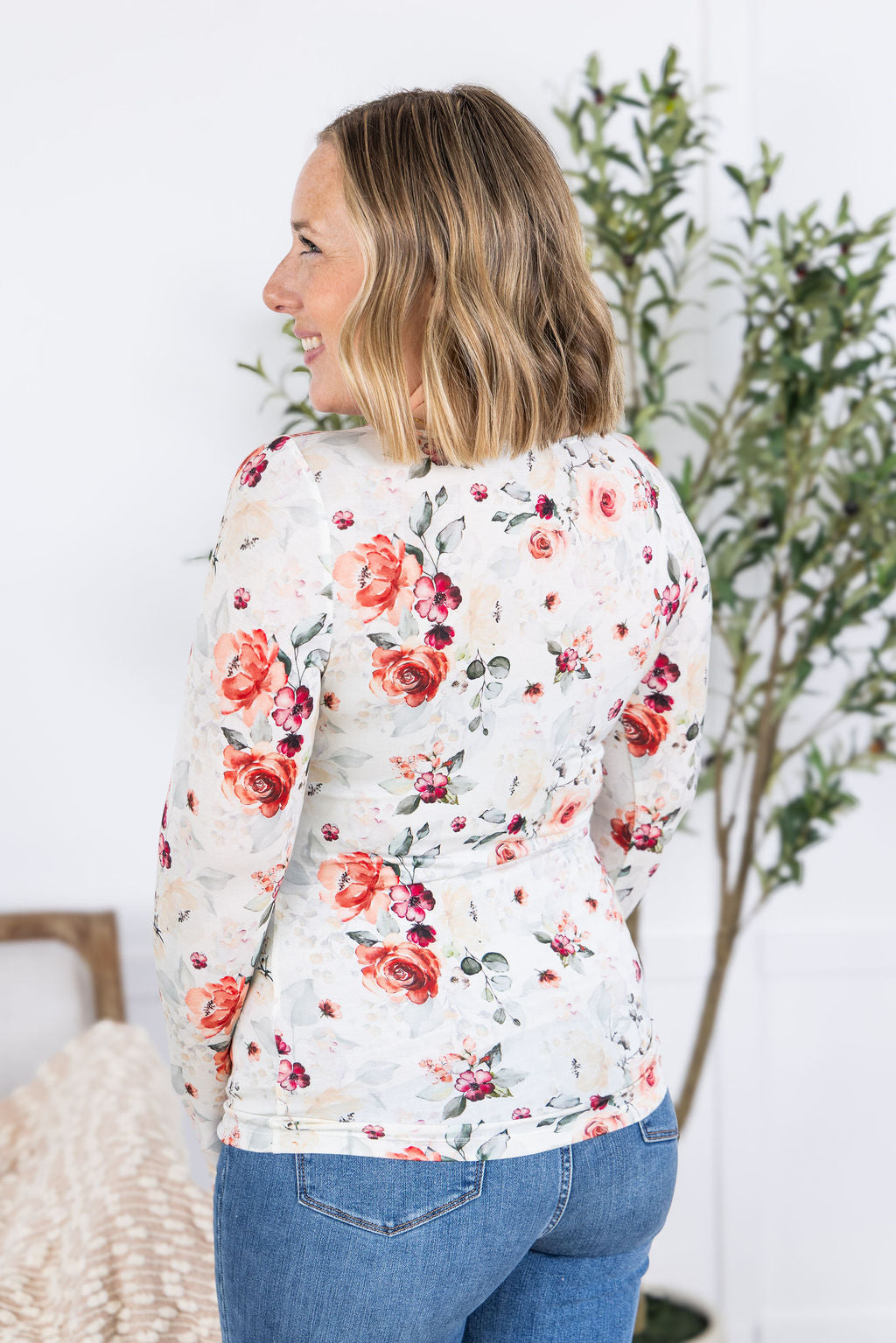 IN STOCK Alyssa Long Sleeve Top - Pink Bloom FINAL SALE