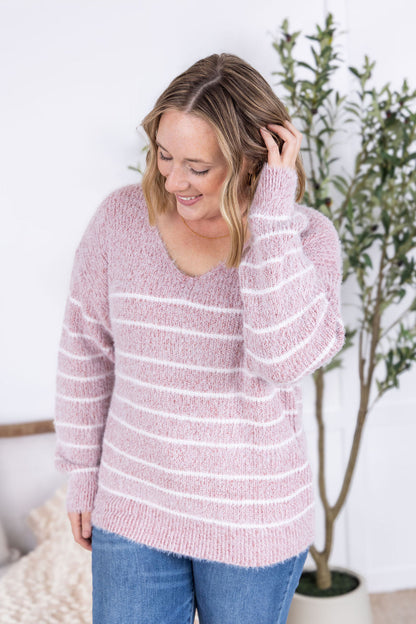 IN STOCK Cozy Striped Sweater - Mauve