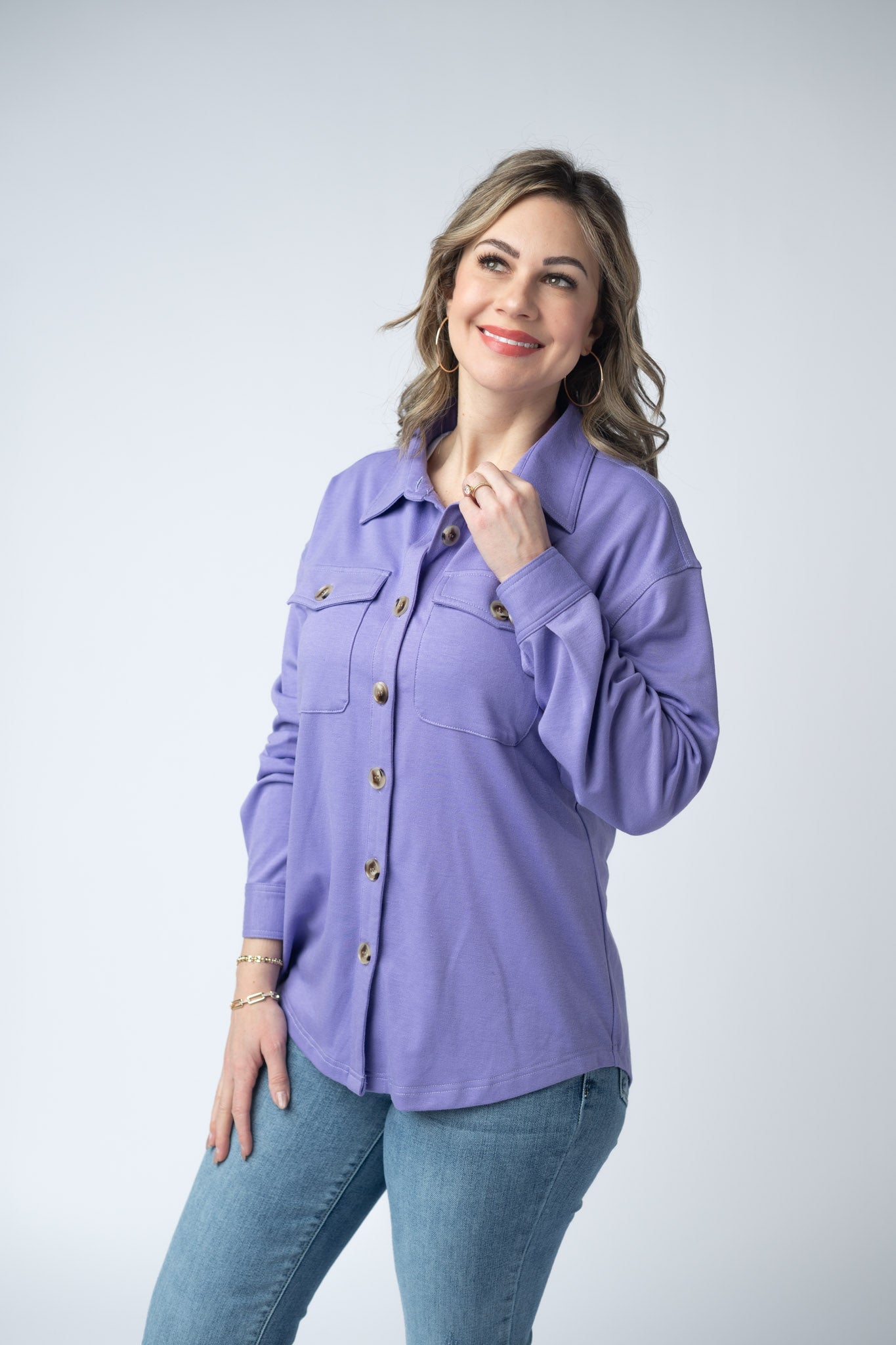 IN STOCK Brenna Button Down Top - Purple FINAL SALE
