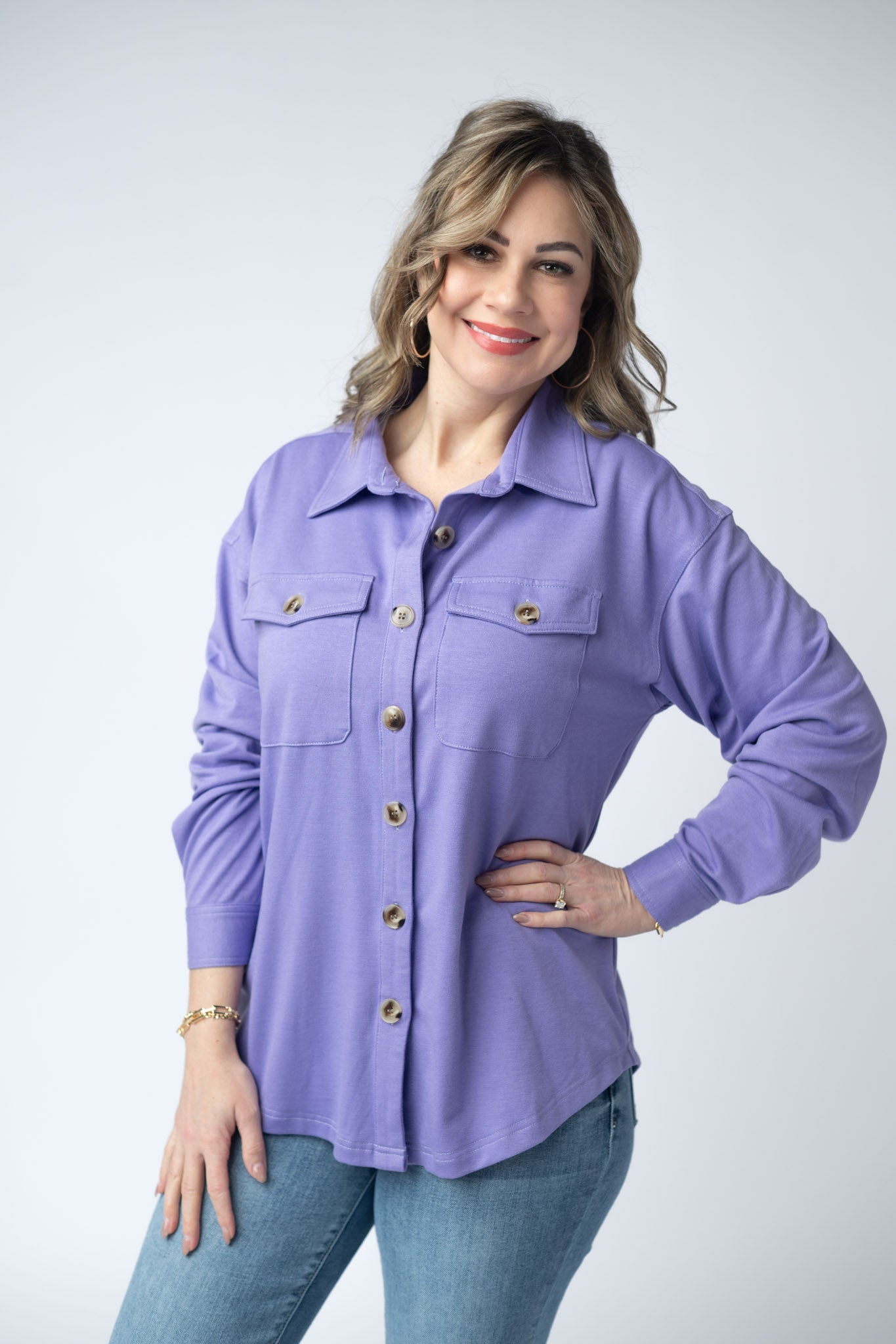 IN STOCK Brenna Button Down Top - Purple FINAL SALE