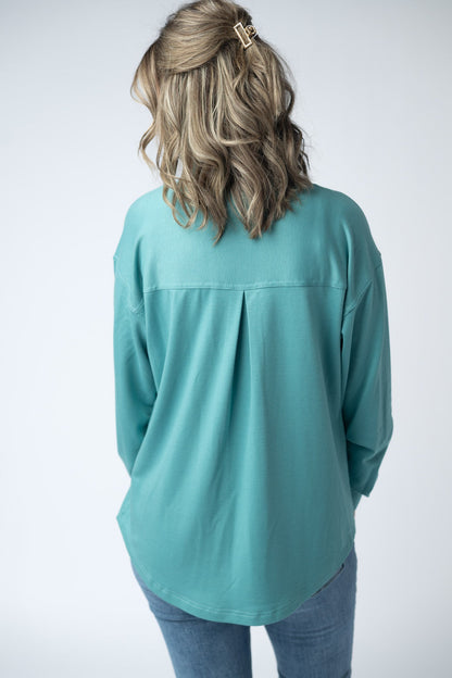 IN STOCK Brenna Button Down Top - Teal FINAL SALE