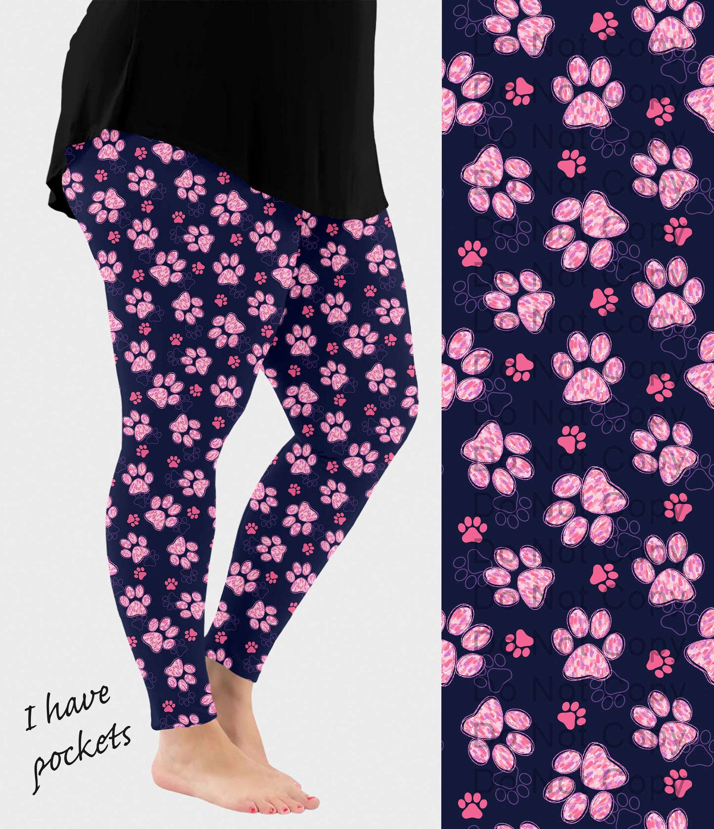 RTS - Brushstroke Paws Leggings w/ Pockets