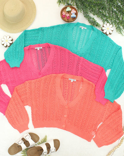 IN STOCK Callie Cropped Cardigan - Pink FINAL SALE