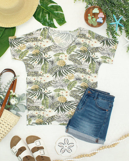 IN STOCK Chloe Cozy Top - Pineapple Leaf