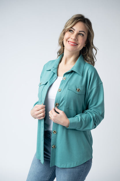 IN STOCK Brenna Button Down Top - Teal FINAL SALE
