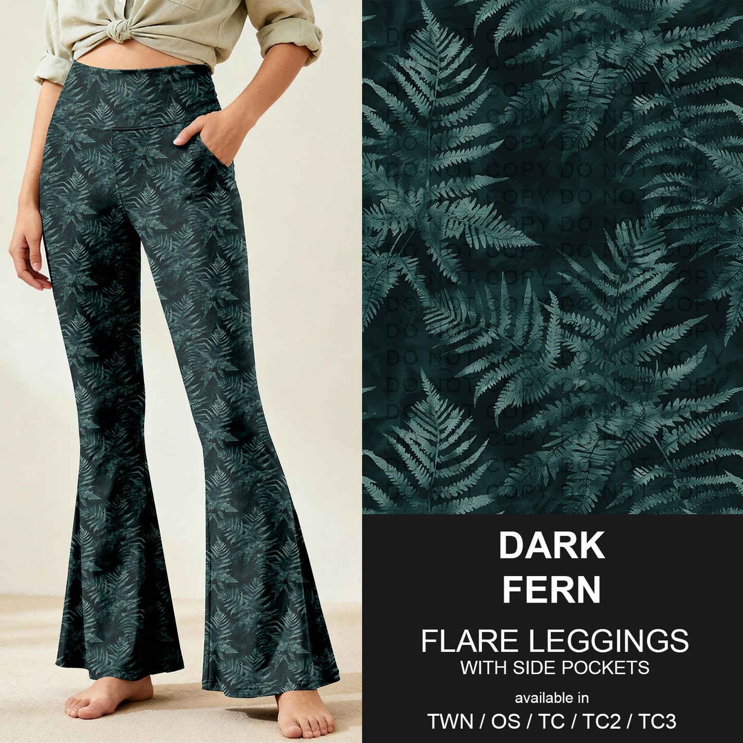 B259 - Preorder Dark Fern Flare Leggings (Closes 11/07. ETA: mid Jan.)