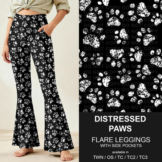 B259 - Preorder Distressed Paws Flare Leggings (Closes 11/07. ETA: mid Jan.)