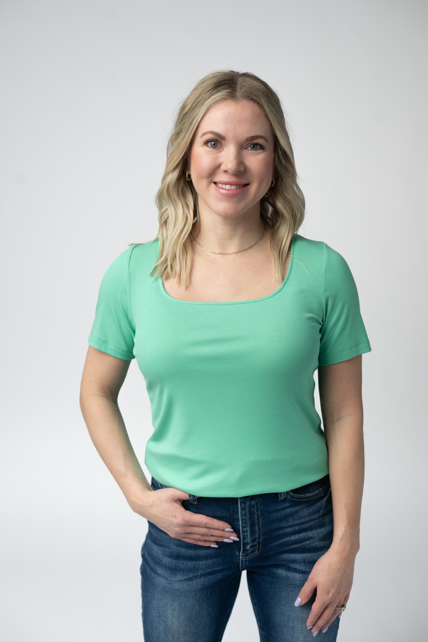 IN STOCK Short Sleeve Alyssa Top - Aquamarine