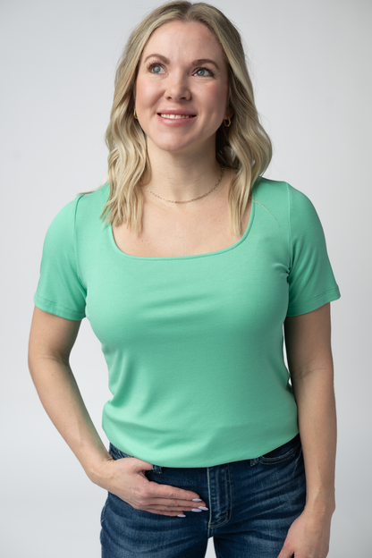 IN STOCK Short Sleeve Alyssa Top - Aquamarine