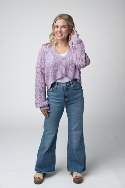 IN STOCK Callie Cropped Cardigan - Lavender FINAL SALE
