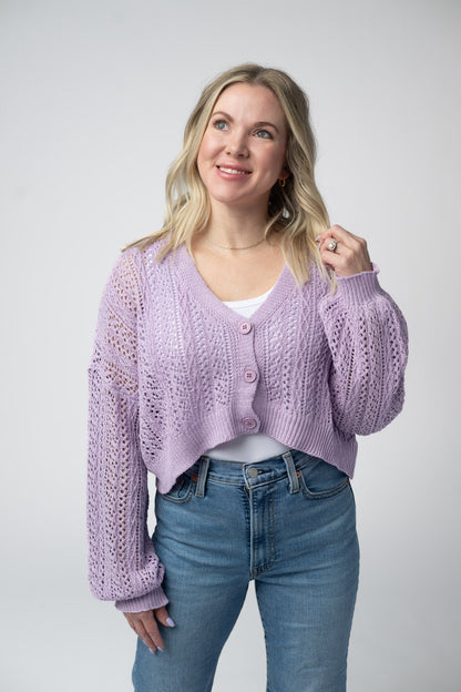 IN STOCK Callie Cropped Cardigan - Lavender FINAL SALE
