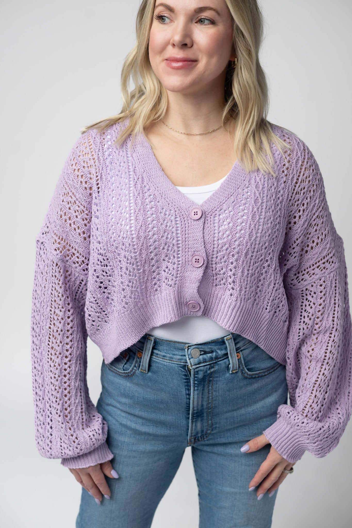 IN STOCK Callie Cropped Cardigan - Lavender FINAL SALE