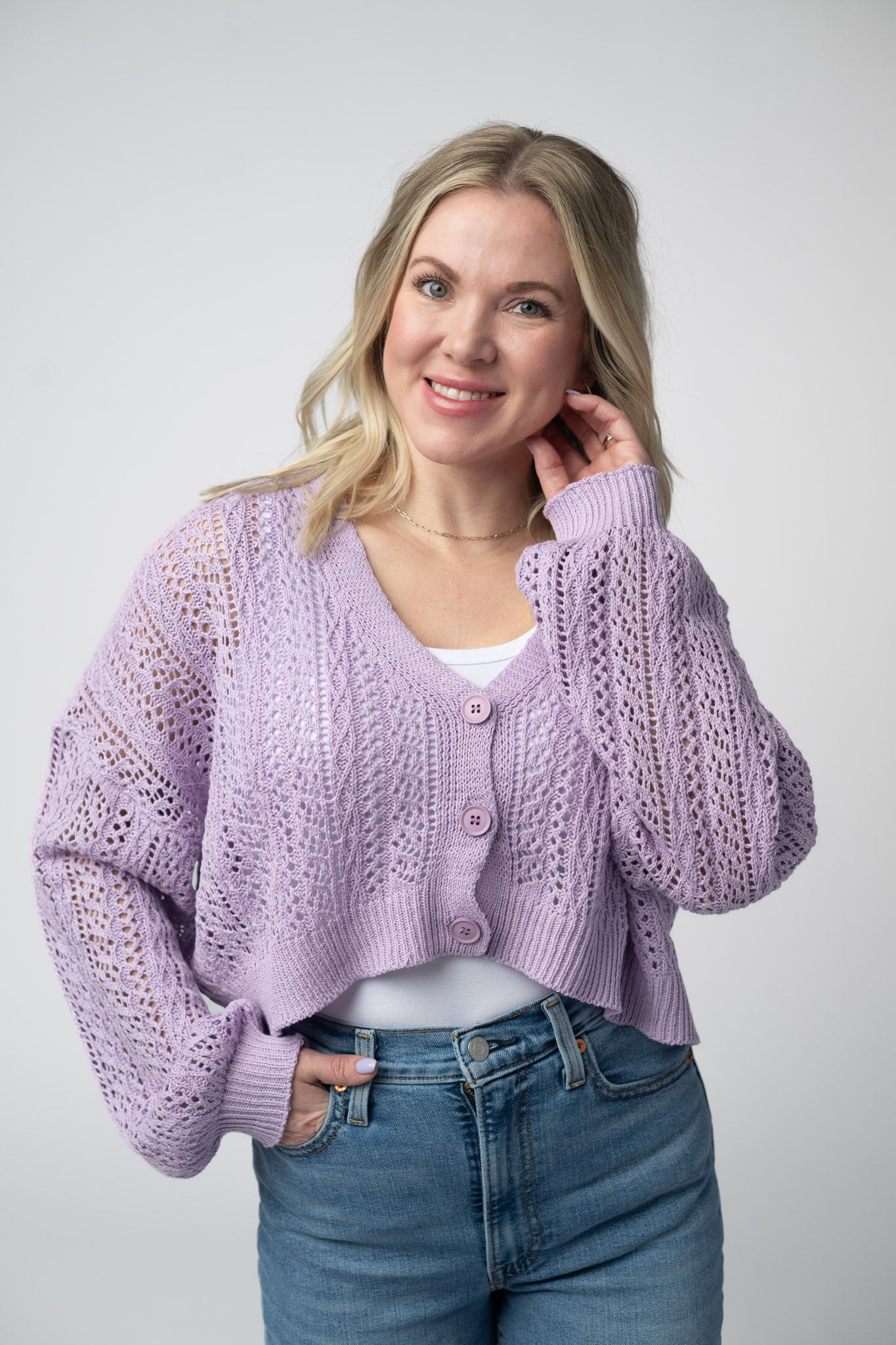 IN STOCK Callie Cropped Cardigan - Lavender FINAL SALE